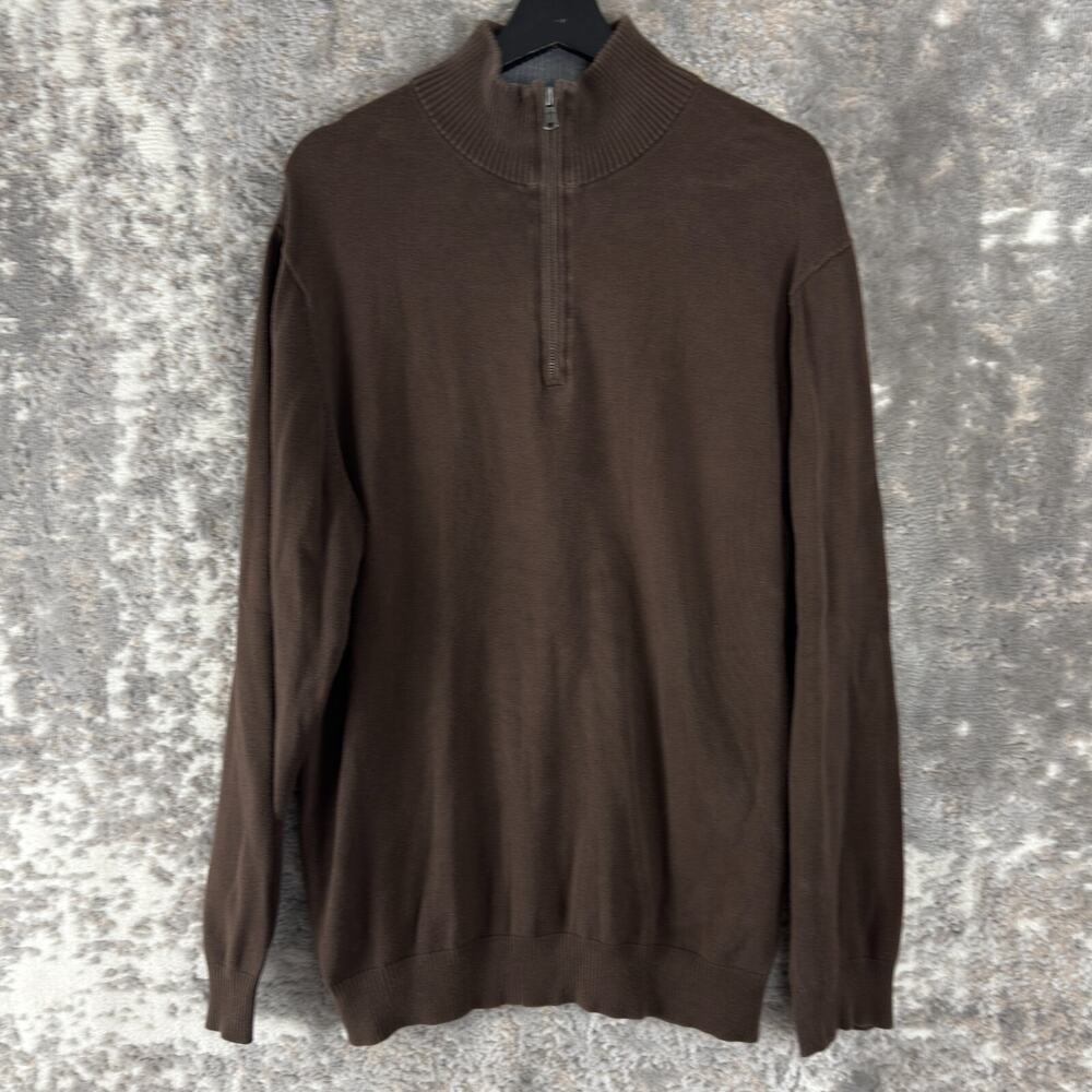Old Navy Size XL‎ Outdoor Cotton 1/4 Zip Mock Neck Sweater Brown Long Sleeve